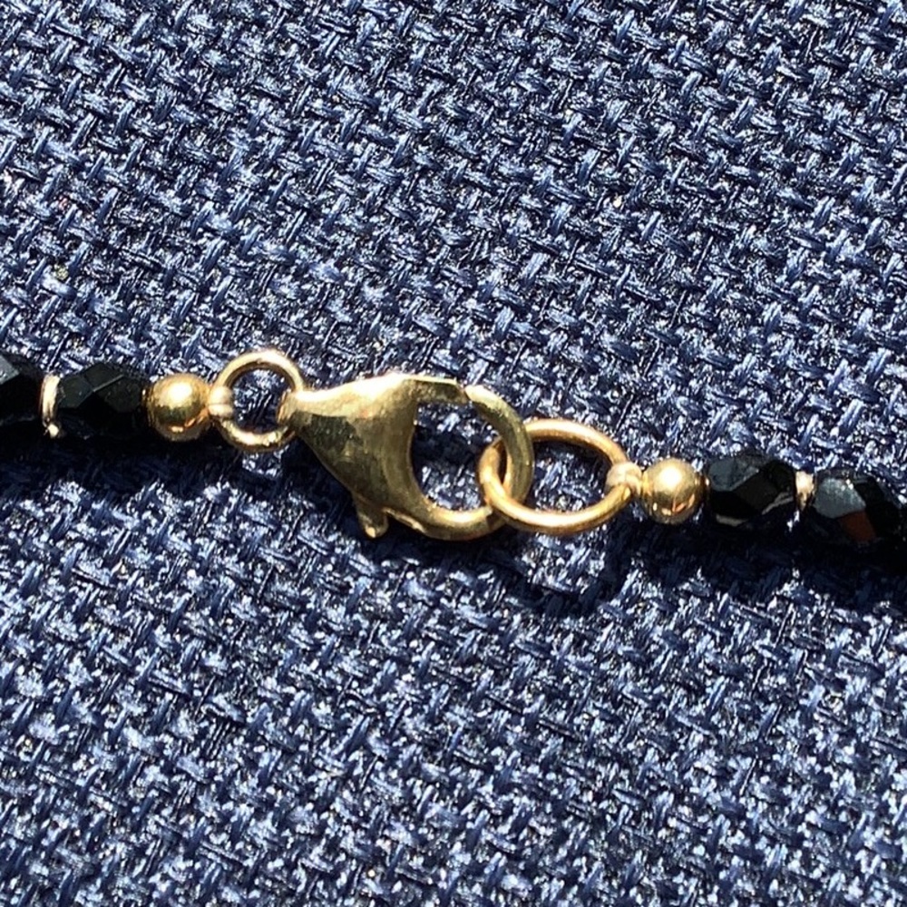 Gold and Black Beaded Necklace with Buddha Pendant - Picture 3 of 11